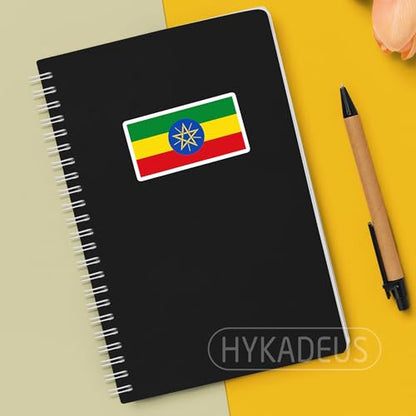 (3Pcs) Ethiopia Flag Sticker – Ethiopian Stickers National Flags Waterproof Vinyl Decals for Laptop, Water Bottle, Scrapbook, Phone Case, Luggage, Hard Hat, Helmet, 3" x 1.6" - color: Ethiopia