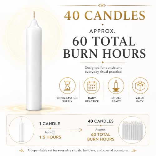 Dinil White Spell Candles, 4 Inch Mini Chime Candles, Set of 40 - color: White, size: 40 Pack