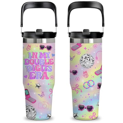 30oz In My Double Digits Era Tumbler with Handle,10-Year-Old Birthday Gift - color: Digits Era1