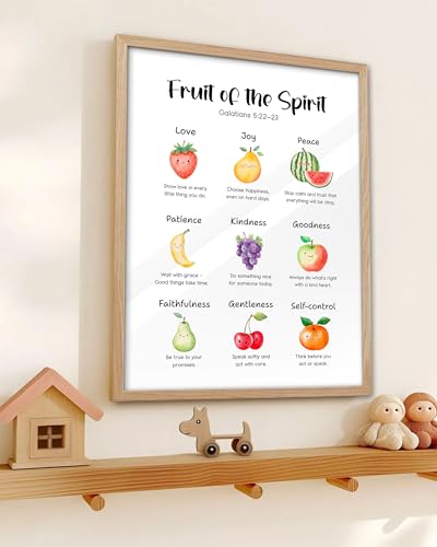 KensTro 12x16 Oak Framed Fruit of the Spirit Scripture Wall Art - color: Fruit Spirit-Framed, size: 16"L x 12"W