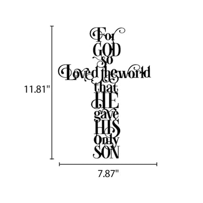 YKANYN Metal Cross Wall Decor, For God So Loves the World Wall Art