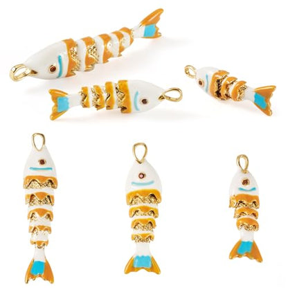 Craftdady Enamel Koi Fish Charms Long-Lasting Plated CZ Sea Ocean Life Animals Pendants 18K Gold Plated Goldfish Charms for Jewelry Making Bracelets Earrings - color: White 3 Styles