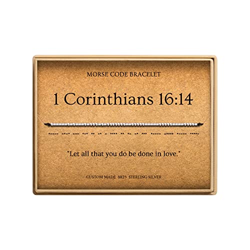 Loved Creations Morse Code Bracelets for Women, Christian Bible Verse Bracelets, Scripture S925 Sterling Silver Inspirational Faith Jewelry, Religious Gifts for Women - color: 1 Corinthians 16:14