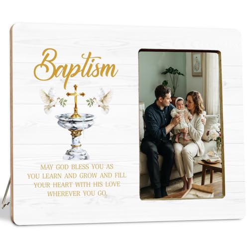 Baptism Gifts Picture Frame for Boy Girls, Christening Catholic Gifts Frame from Godmother Godparents - color: Baptism