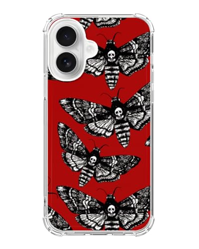 Moth Skull Phone Case Compatible with iPhone 17, Red Horror Butterfly Phone Cover for iPhone 17 - color: Moth Skull