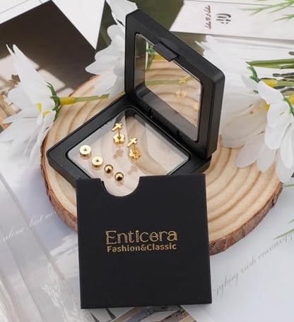 Enticera 14K Gold Stud Earrings for Women 20g Leaf Cross Bar Handmade Flat Back Earrings Hypoallergenic Nap Screw Back Cartilage Earrings Tragus Helix Piercing Jewelry - color: Gold Tone, style: Cross