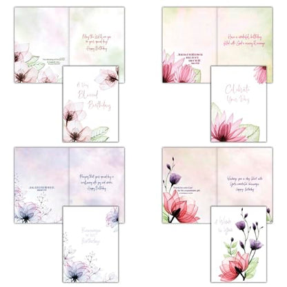 Beautiful Floral Birthday Cards KJV, 12 Count
