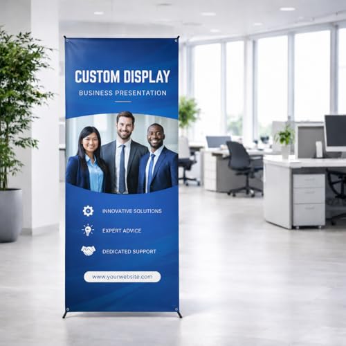 X Frame Banner Stand with Carrying Bag, Adjustable Display Stand 24"-31.5" W x 63"-72" H for Trade Shows, Events & Advertising (1 Unit)