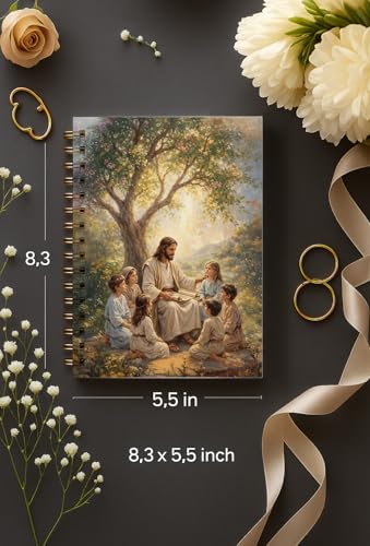 bitCNY Jesus with Children Christian Spiral Notebook, Christian Gifts for Women, Jesus Teaching Children Religious Notebook Journal for Women Church, Prayer Journal, 5.5x8.3 Inch - color: Jesus with Children 2