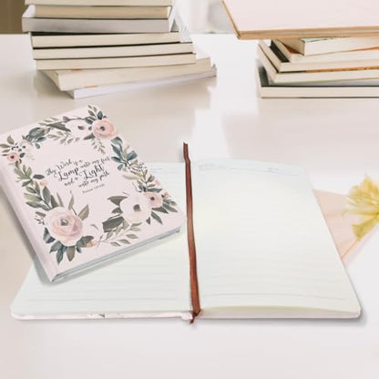 Pink Flowers Christian Hard Shell Journal Notebook 200 Sheets (5.8 x 8.3) - color: Multi 1151