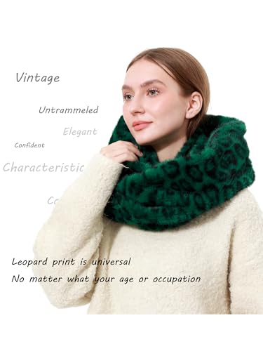 LA CARRIE Womens Leopard Print Infinity Scarf Loop Circle Neck Warmer - color: Leopard Green