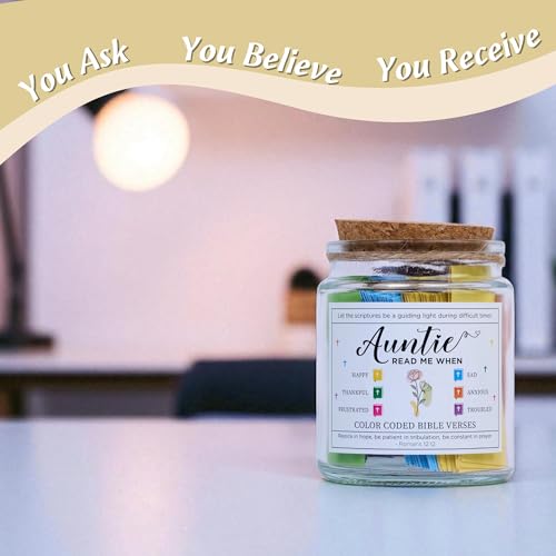 Bible Verse Jar for Aunt – 92 Color-Coded Scriptures - color: Bible For Auntie