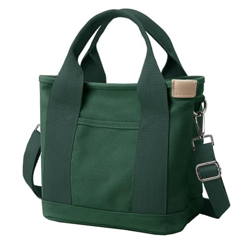 Canvas Tote Bag for Women,Small Totes Bags with Zipper Crossbody Purse with Pockets Large Shoulder Handbag,2 Sizes - color: Dark Green, size: Large