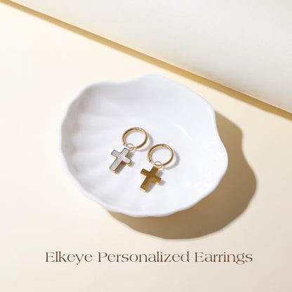 Natural White Sea Shell Long Pendant Earrings for Women Iridescent Elegant 18K Gold-Plated Titanium Steel Jewelry Minimalist & Unique - color: 4022-Gold