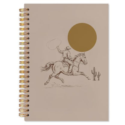 Boho Western Cowboy Spiral Notebook 5.5x8.3 - color: White Boho Western Cowboy