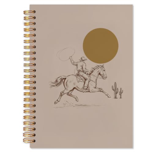 Boho Western Cowboy Spiral Notebook 5.5x8.3 - color: White Boho Western Cowboy