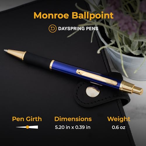 Dayspring Pens Monroe Personalized Ballpoint Pen in Blue Lacquer, Gold Trim - color: Blue, style: Customized