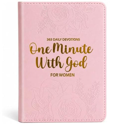 One Minute With God 365 Daily Devotional Journal for Women,Prayer Journal for Women, Pink Premium Leather Cover