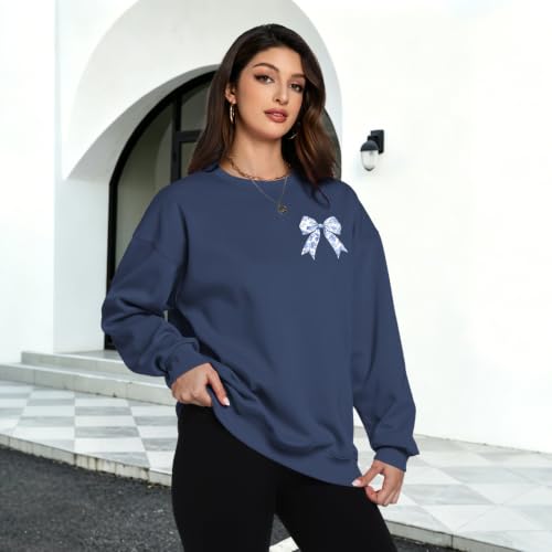 Bow Sweatshirt Christian Jesus Sweatshirts for Women Faith God Long Sleeve Shirts Bible Verse Graphic Pullover Gifts - color: Grayblue, size: Medium