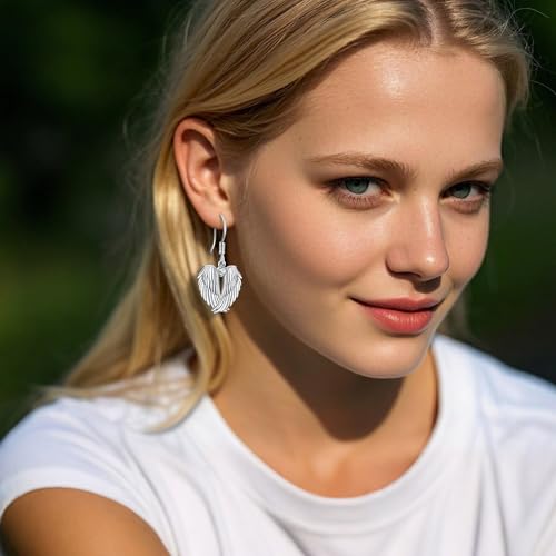 Angel Wing Earrings for Women 18K White Gold Plating Dangle Drop Earrings Jewelry Gifts
