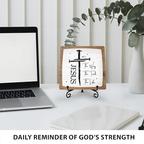 Jesus The Way The Truth Wooden Plaque, Christian Table Decor Sign - color: Jesus