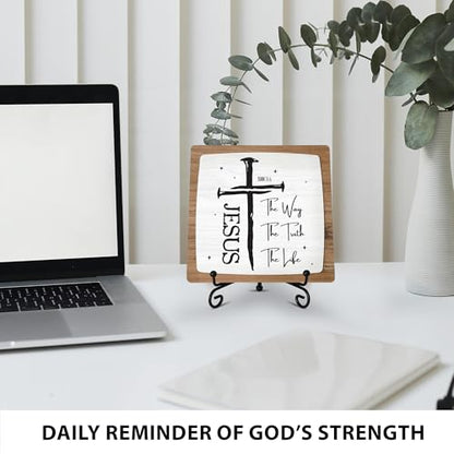 Jesus The Way The Truth Wooden Plaque, Christian Table Decor Sign - color: Jesus