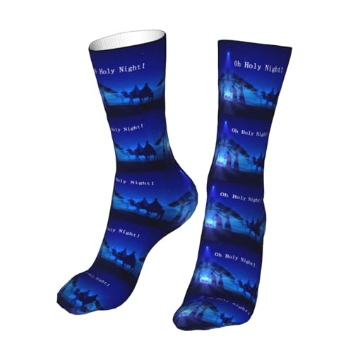 Christian Christmas Nativity Scene O Holy Night Sock Womens Short Stockings Casual Sport Crew Socks for Women Men - color: Brass