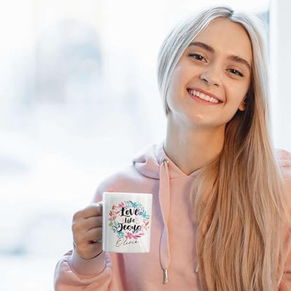 Christian Cup With Custom Name, Novelty Love Like Jesus Coffee Mug, Customized Floral Wreath Design Cup, Personalized Christian Inspirational Mug, Jesus Ceramic Cup 11oz Or 15oz - color: TRI-1223-1150-LOVE LIKE JESUS MUG