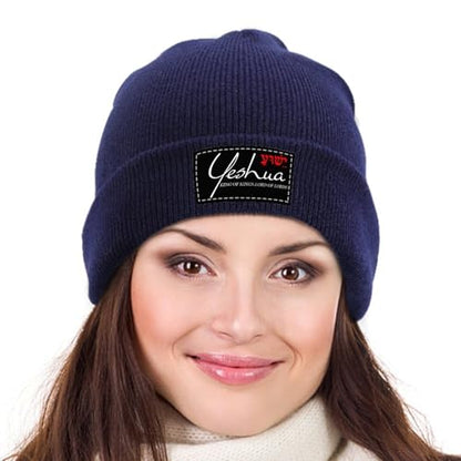 Yeshua Jesus Christian Beanie Hat Warm Winter Skull Caps Knit Slouchy Beanies for Outdoor - color: Navy-03