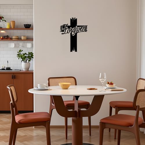 JEWLOVE Metal Cross Wall Decor, Rustproof Black 13.8x11 Inches.