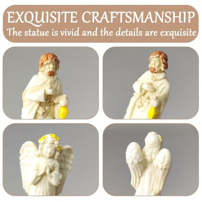 7Pcs Miniature Nativity Sets for Christmas Indoor Set, Classic Nativity Scene Resin Figurines Set, Nativity Tiny Figures Set for Religious Decorations Collection Gifts