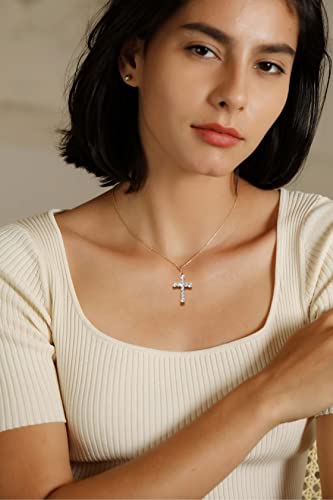 S.Leaf Cross Necklace for Women Gold Plated Cross Necklaces for Women 925 Sterling Silver Cross Pendant Necklaces for Women Birthday Anniversary - color: Cross_CZ_Gold_Necklace
