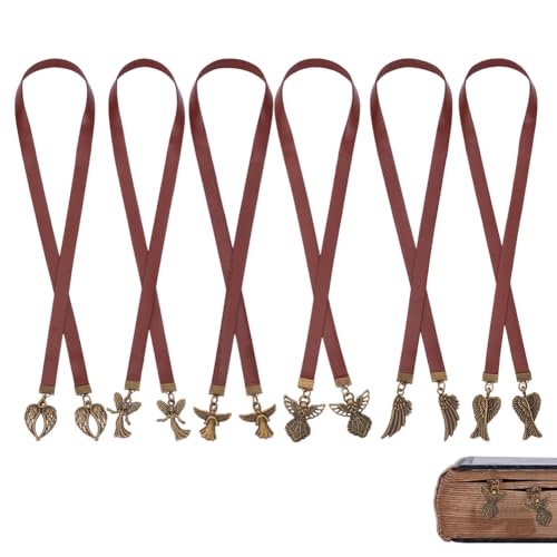 6Pcs Leather Bookmark Bible Bookmark Christian Gift - style: Wings