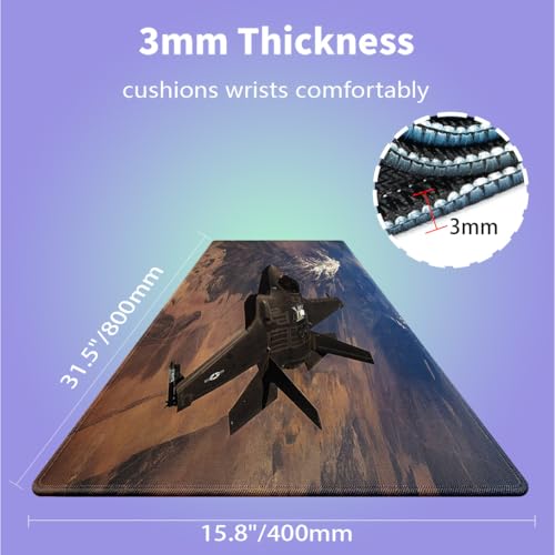 F-35 Fighter Jet Military Aircraft Large Mouse Pad, US Air Force Desk Mat - color: F-35