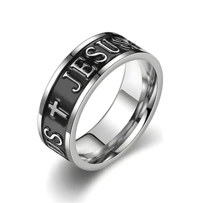 Retro Minimalist Cross Ring 8mm Stainless Steel Black Oxidation Corrosion Ring Anti Tarnish Classic Band Ring Fashion Jewelry for Men Women,Size Available - style: classic cross