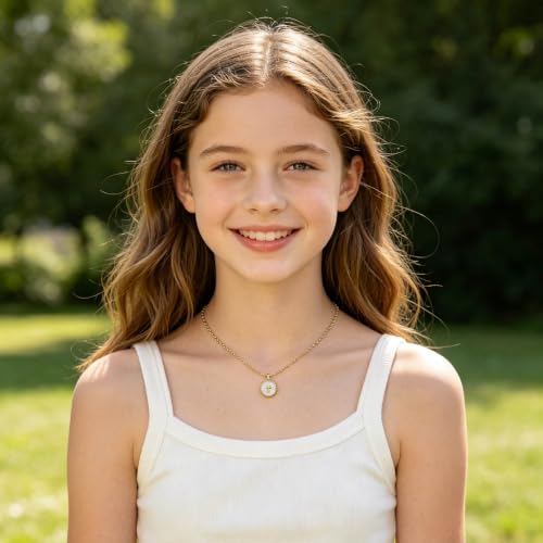 Cute Small Cross Necklace for Teen Girls - color: White Baptism Gifts