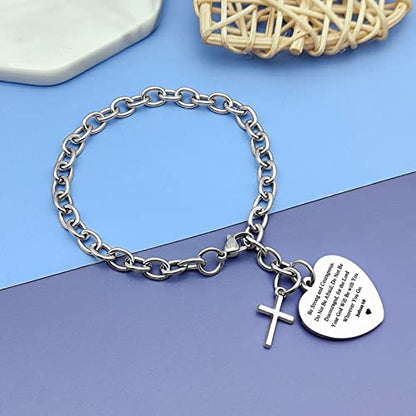 DlaeKua Bible Verse Scripture Gift Bracelet Jewelry Joshua 1 9 Inspirational Christian Gifts for Women Baptism Gifts Religious Faith Jewelry Gifts for Sister First Communion Gift - color: Be Strong and Courageous