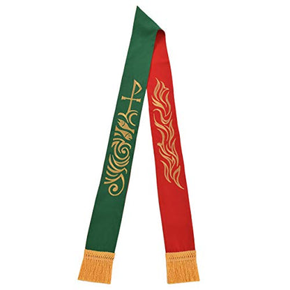 BLESSUME Church Clergy Pastor Reversible Stole - color: Red and Green 2