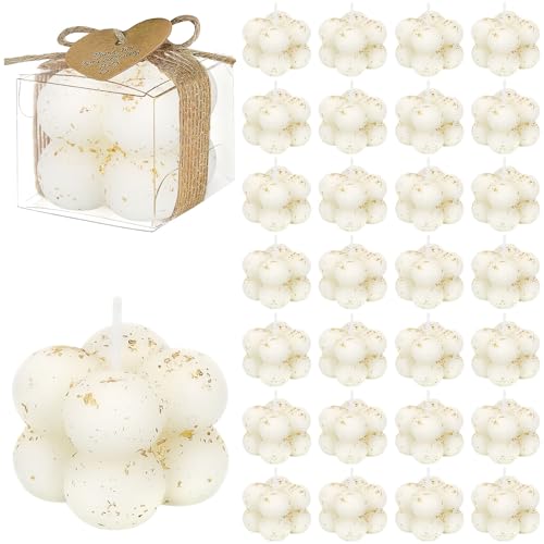 30 Sets Mini Bubble Candles Wedding Favors for Guests, 1.6" Soy Wax Candle - color: Gold Foil