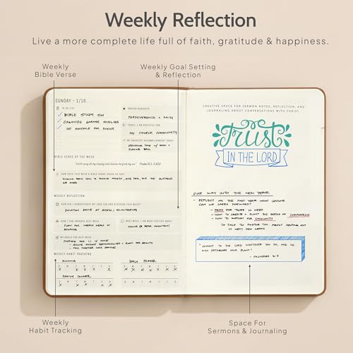 2026 Christian Planner & Prayer Journal | Strengthen Your Relationship with God and Better Navigate His Path for You | Daily Planner w/Bible Verses, Prayer Prompts, & Habit Tracking (Leather) - color: Leather