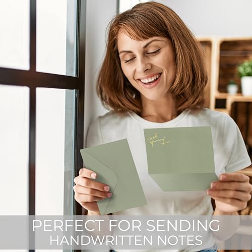 ZICOTO Beautiful Thank You Cards Set of 30 With Envelopes and Stickers - color: Mossgreen