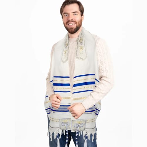 Tallit Prayer Shawl with Bag, Soft Fabric 70"x 20" Tallit Prayer Cloth Israel for Men & Women - color: Blue