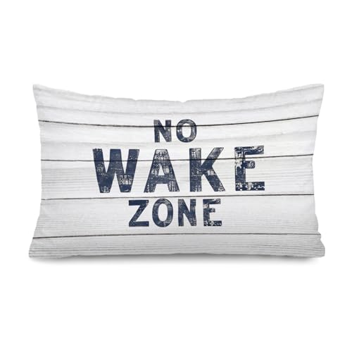 Lacama Coastal Beach 12x20 Pillow Cover, Lake House Decor, No Wake Zone Nautical Coastal Decorative Lumbar Throw Pillow Covers Pillowcases for Couch Bed Home Bedroom Living Room - color: Coast-no Wake Zone