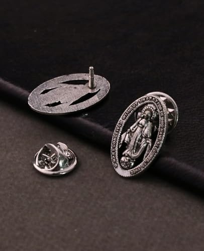Cottvott Holy Spirit Enamel Dove Lapel Pins/Holy Chalice Pins Catholic Crucifix Jesus Cross Lapel Pins Religious Brooches Women Men Christian Party Favors - color: 5pcs-our lady of grace-silver color