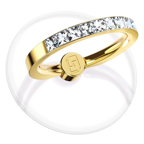 2 Pcs Jsoerpay Clear Phone Ring Holder with Diamond, Gold - color: 2 Gold Diamond