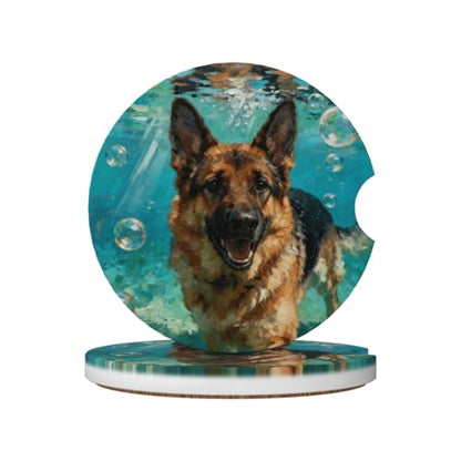 Dog 2 Pack Car Cup Holder Coasters Absorbent Ceramic Drink Coasters - color: Purple