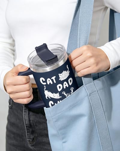 34HD Cat Dad Club Funny 40 oz Tumbler with Handle, Cat Lover Gift - color: Cat Dad Club