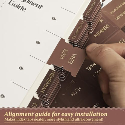 Laminated Bible Tabs for Women and Men, Gold Foil Embossed Lettering - style: Earthy Brown