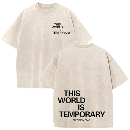 Wrenpies Christian Bible Verse Shirts for Men Jesus Faith God Religious Tshirt Vintage Oversized Graphic Acid Wash Tees Tops - color: Apricot, size: XX-Large
