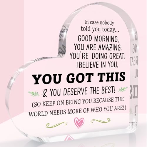 Inspirational Desk Sign Heart Shaped Acrylic Sign Decor - color: Inspirational Quote